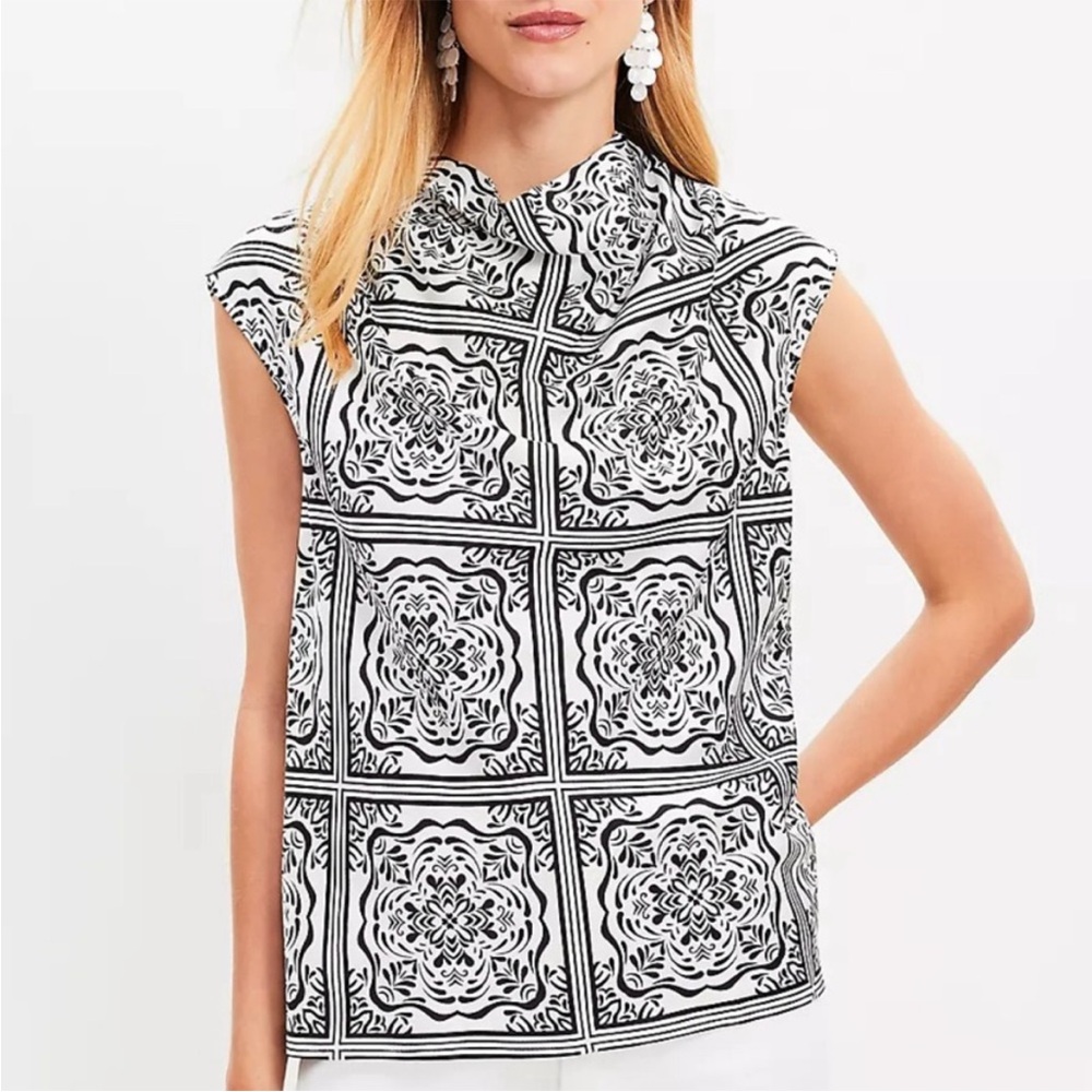 LOFT Tiled Cowl Neck Shell